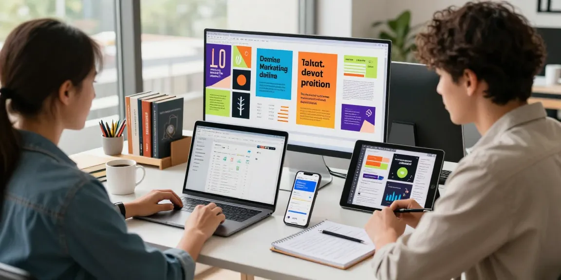 Kegiatan profesional di ruang kerja pemasaran digital dengan fokus pada strategi GEGESLOT.