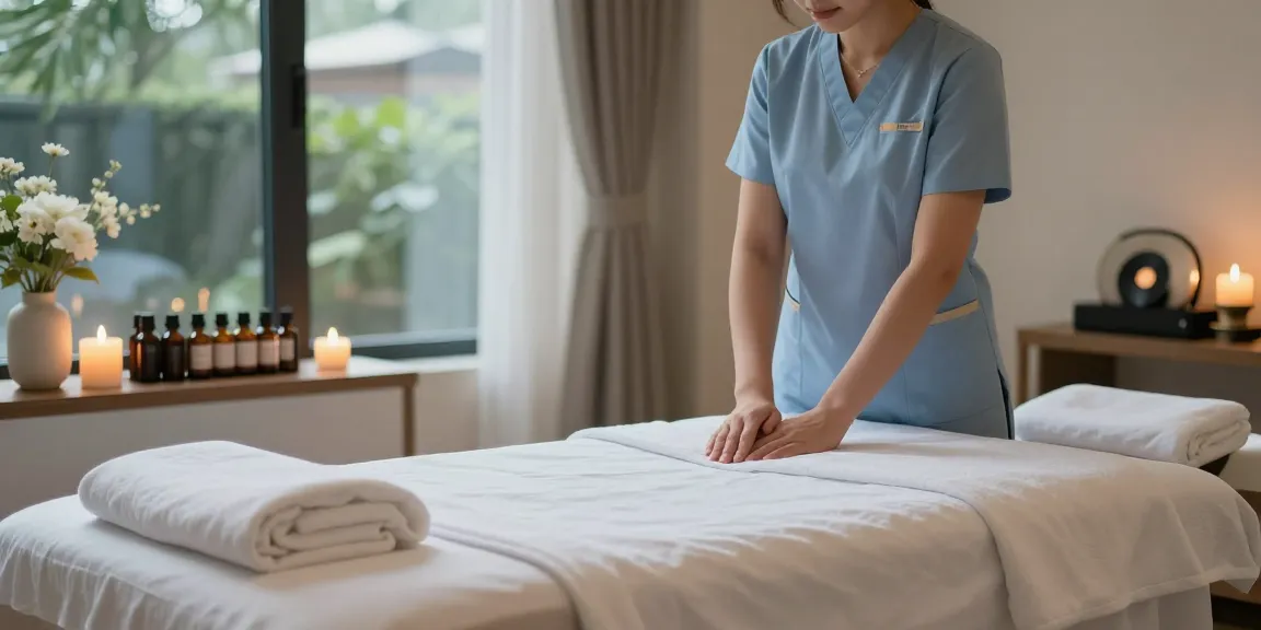 Enjoy a relaxing 출장마사지 experience in a tranquil spa room with soothing ambiance.