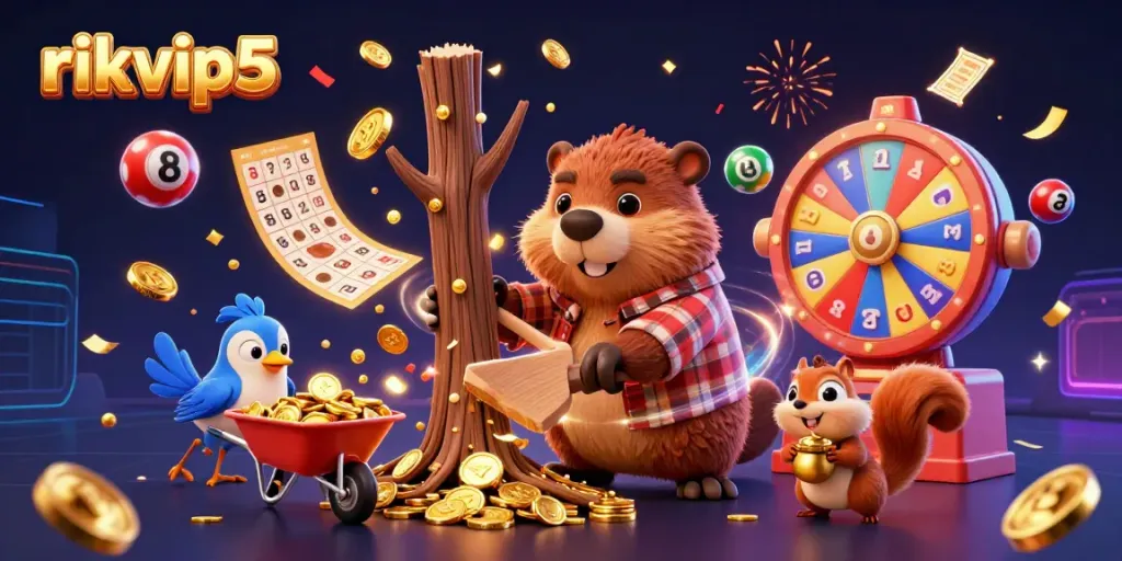 Witness the excitement at rikvip5 with our vibrant casino scene featuring action-packed gaming elements.