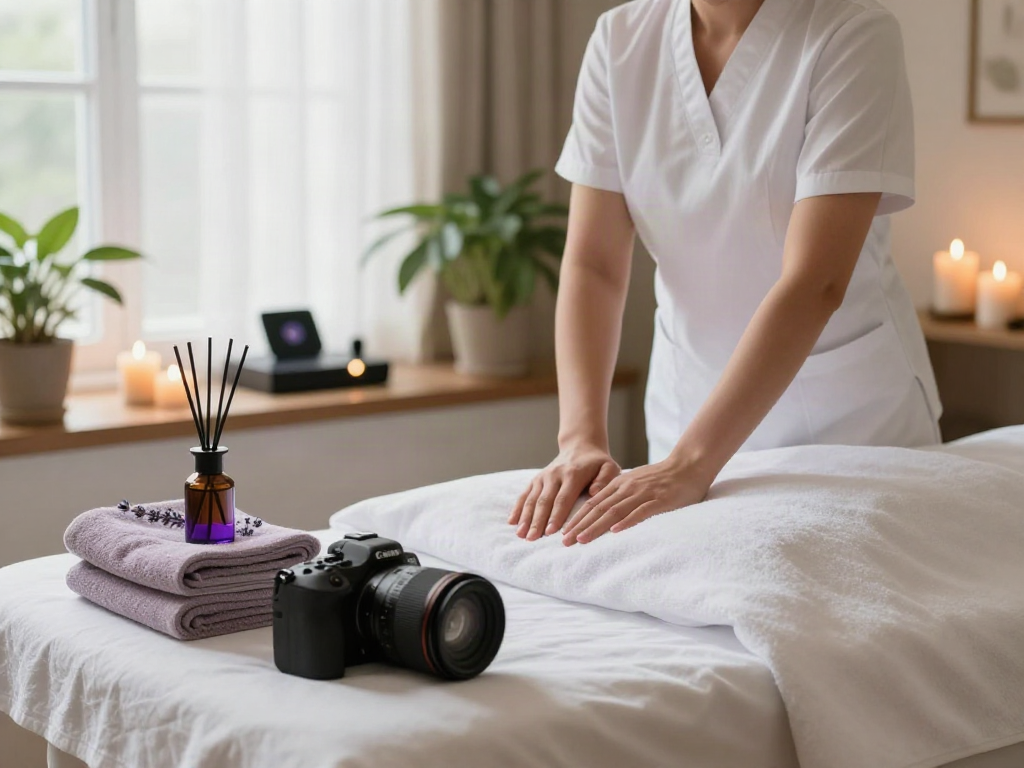 Relaxation scene depicting 부평출장안마 with a massage therapist in a serene spa environment.