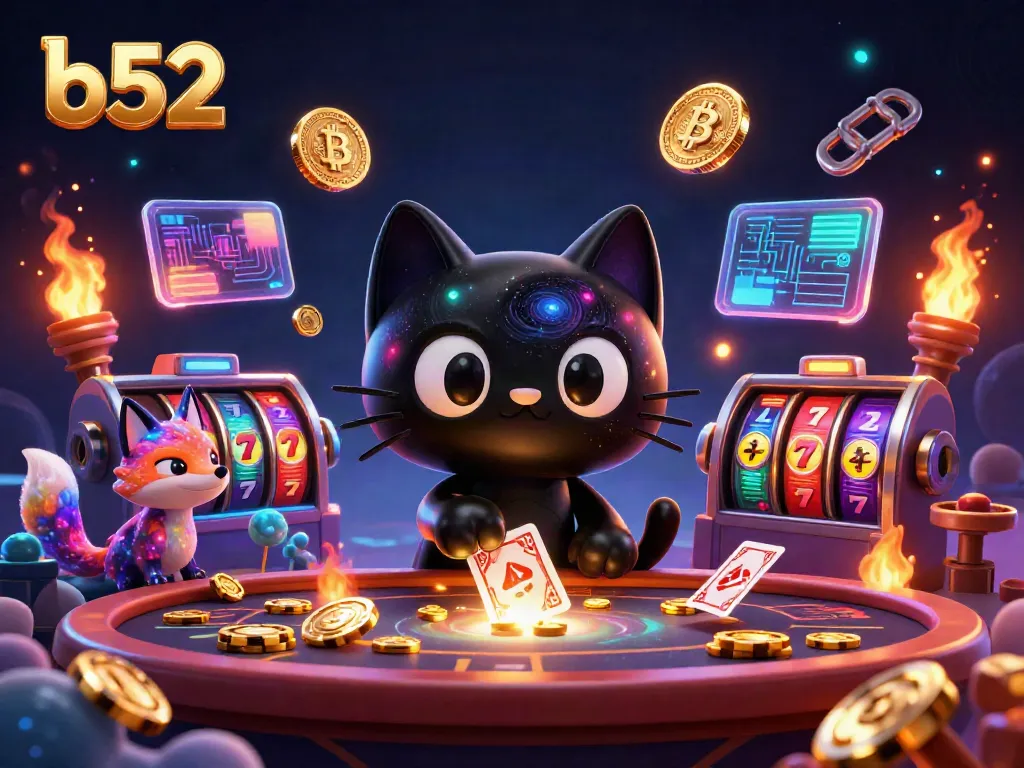 Play exciting games at b52's cosmic casino, featuring a black hole cat and engaging slot elements.