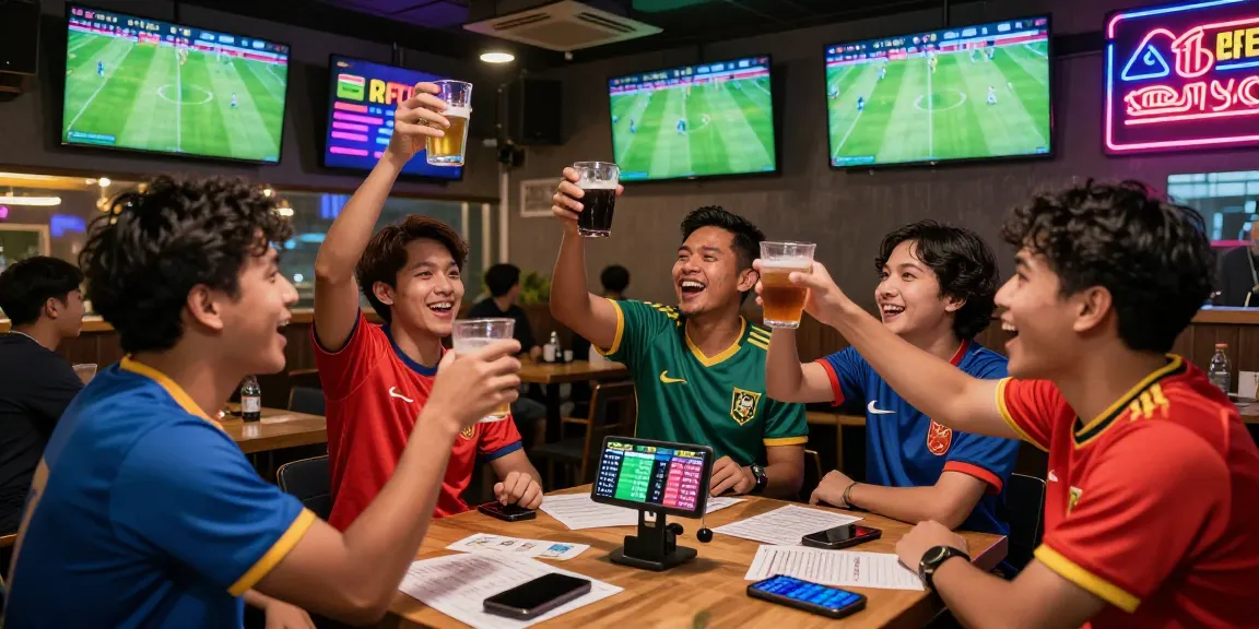 Football Betting Malaysia fans celebrating in a lively sports bar