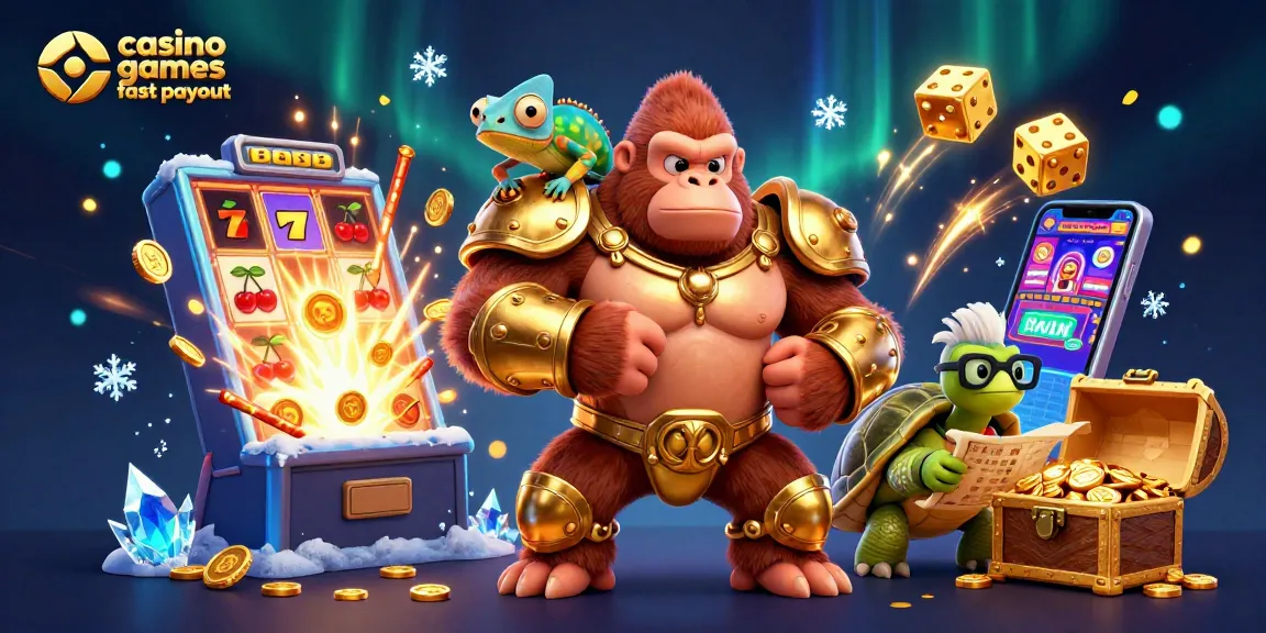 Play exciting casino games fast payout in an energetic 3D scene with unique characters and vibrant elements.