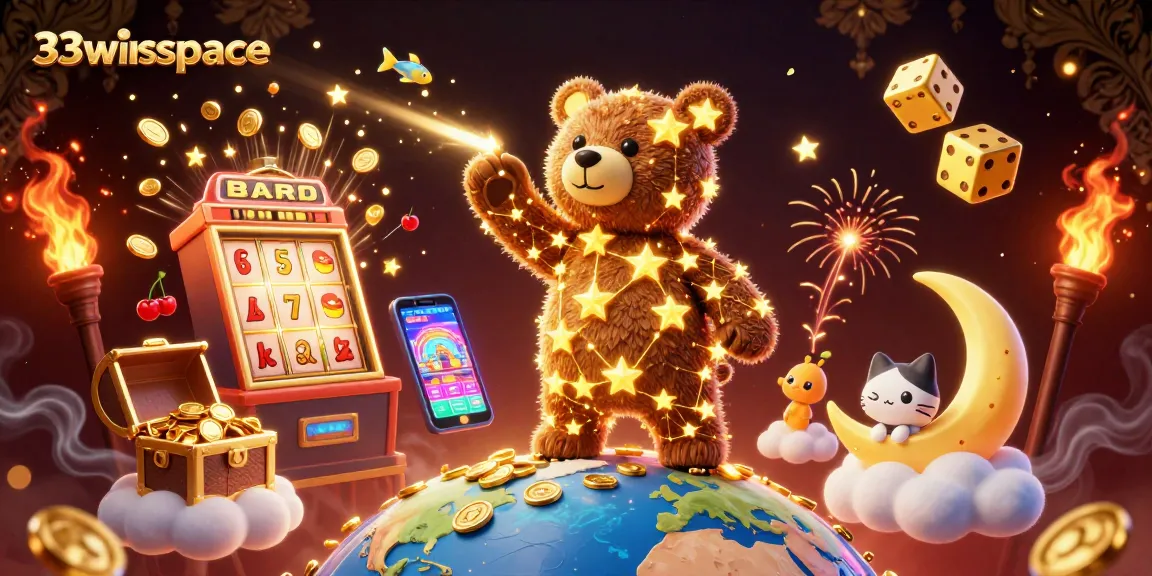 Win big at the 33winspace casino with vibrant jackpots and exciting gaming elements in a 3D illustration.